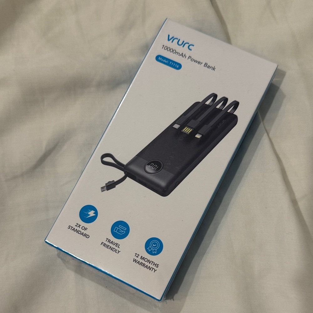 NWT Vrurc Black Power Bank 10000mAh - Purple
